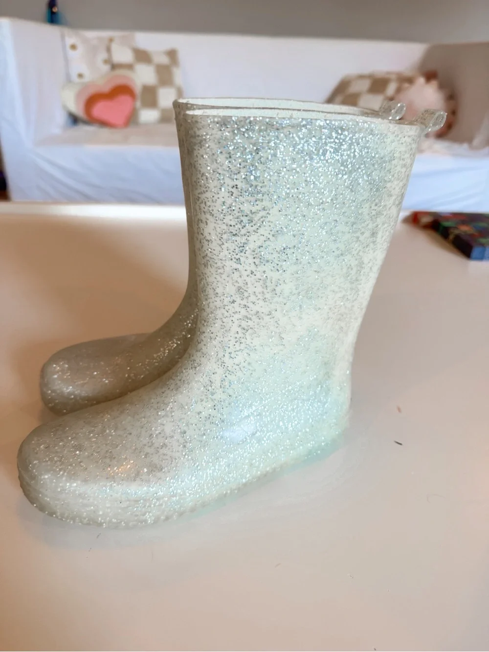 H&M Kids Glitter Rain Boots - White/Silver Sparkle